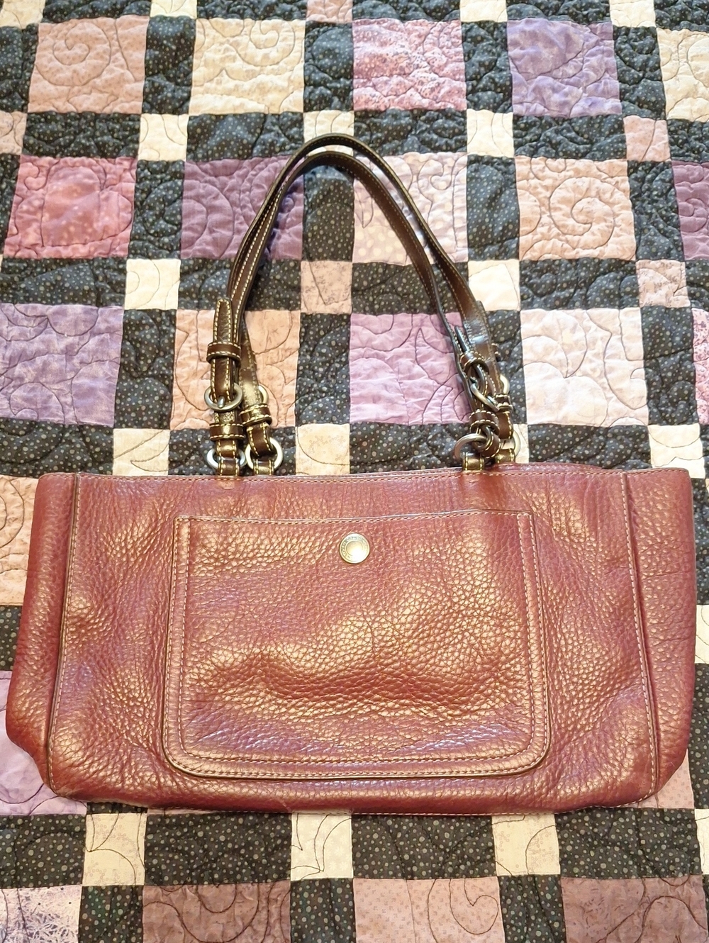 Coach Plum Leather Hand Bag